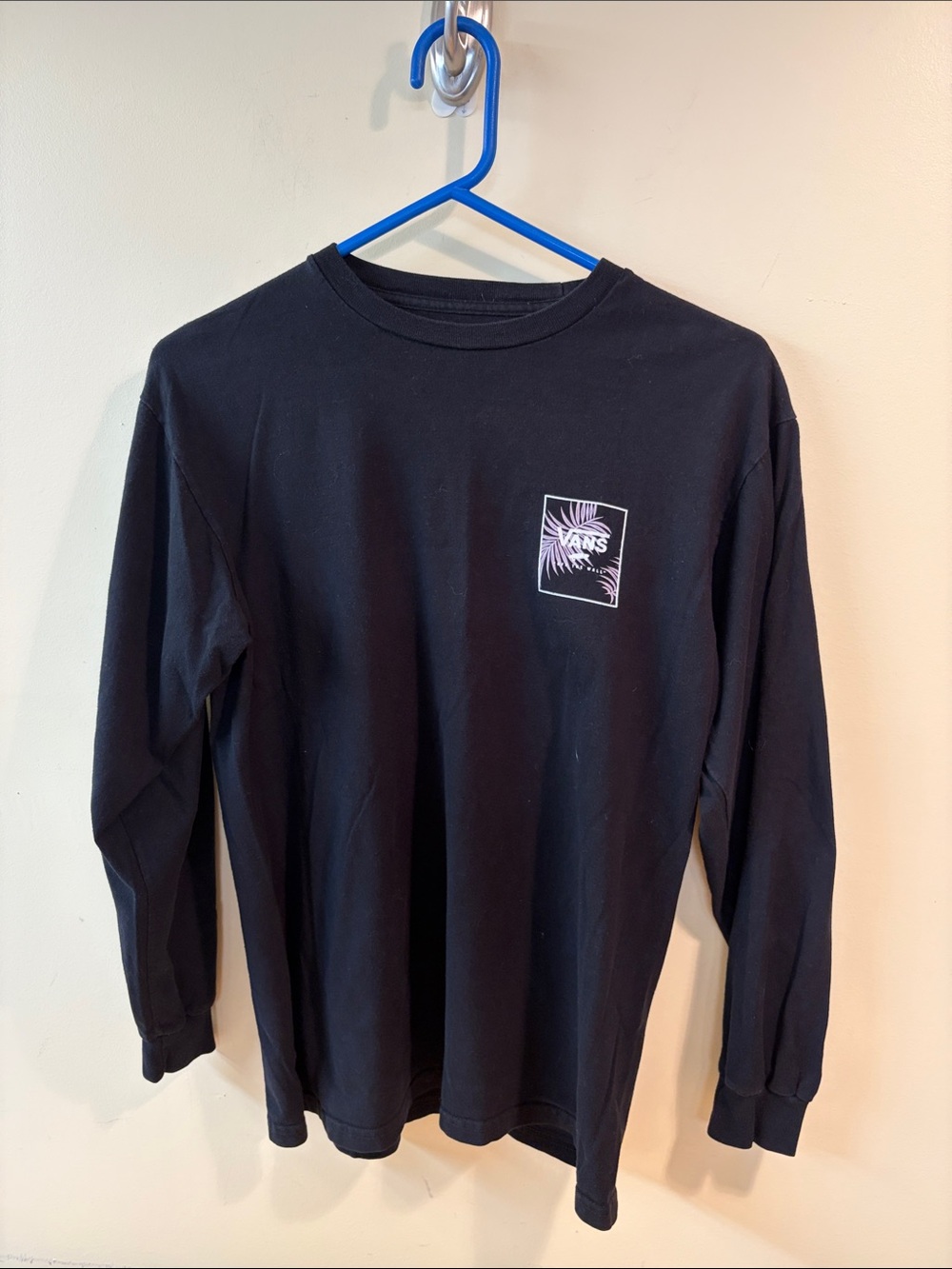 Vans Off The Wall Black Long Sleeve Tee with White Palm Patch